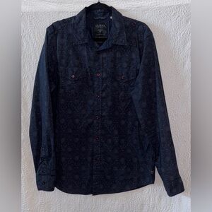 Guess 1981 Floral Print Button Down Long-Sleeve Shirt